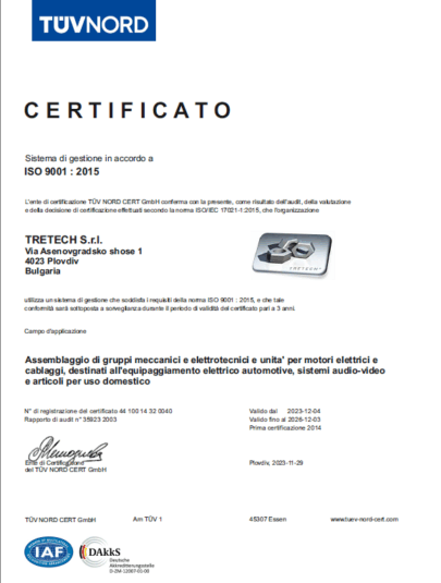 Tretech - CERTIFICAZIONE ISO 9001 Doc